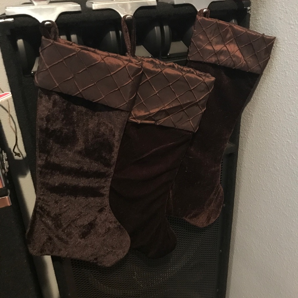 4 Chocolate brown Christmas Stockings.